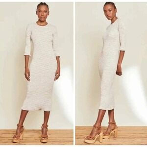 Veronica Beard Richie Ribbed Knit Space Dyed Midi Dress Ruffle Cuff Fitted Small